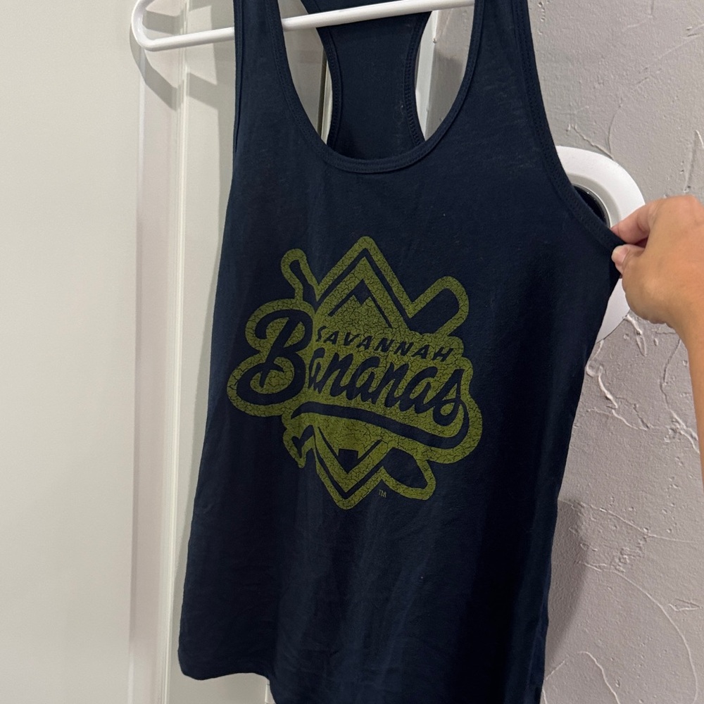 Savannah Bananas tank.  Next Level Apparel Navy Blue Tank Top